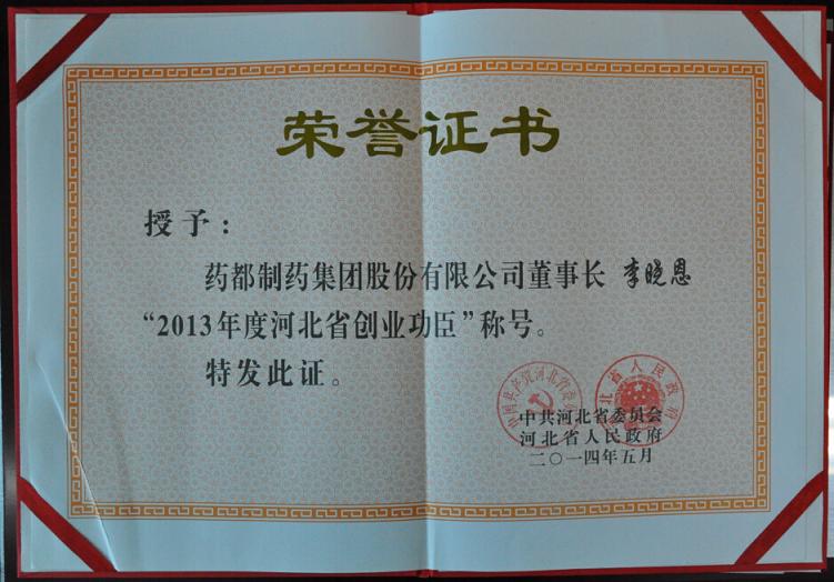 开云足球体育董事长李晓恩荣获“2013年度创业功臣”称号